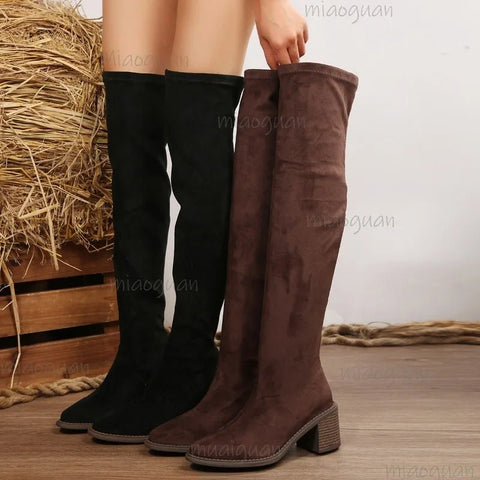 Women's Autumn New Suede High Heel Stretch Knee High Boots Plus Size 36 - 43 Comfortable Elegant Long Boots Over - the - Knee Fashion - American ThistleWomen's Autumn New Suede High Heel Stretch Knee High Boots Plus Size 36 - 43 Comfortable Elegant Long Boots Over - the - Knee Fashion
