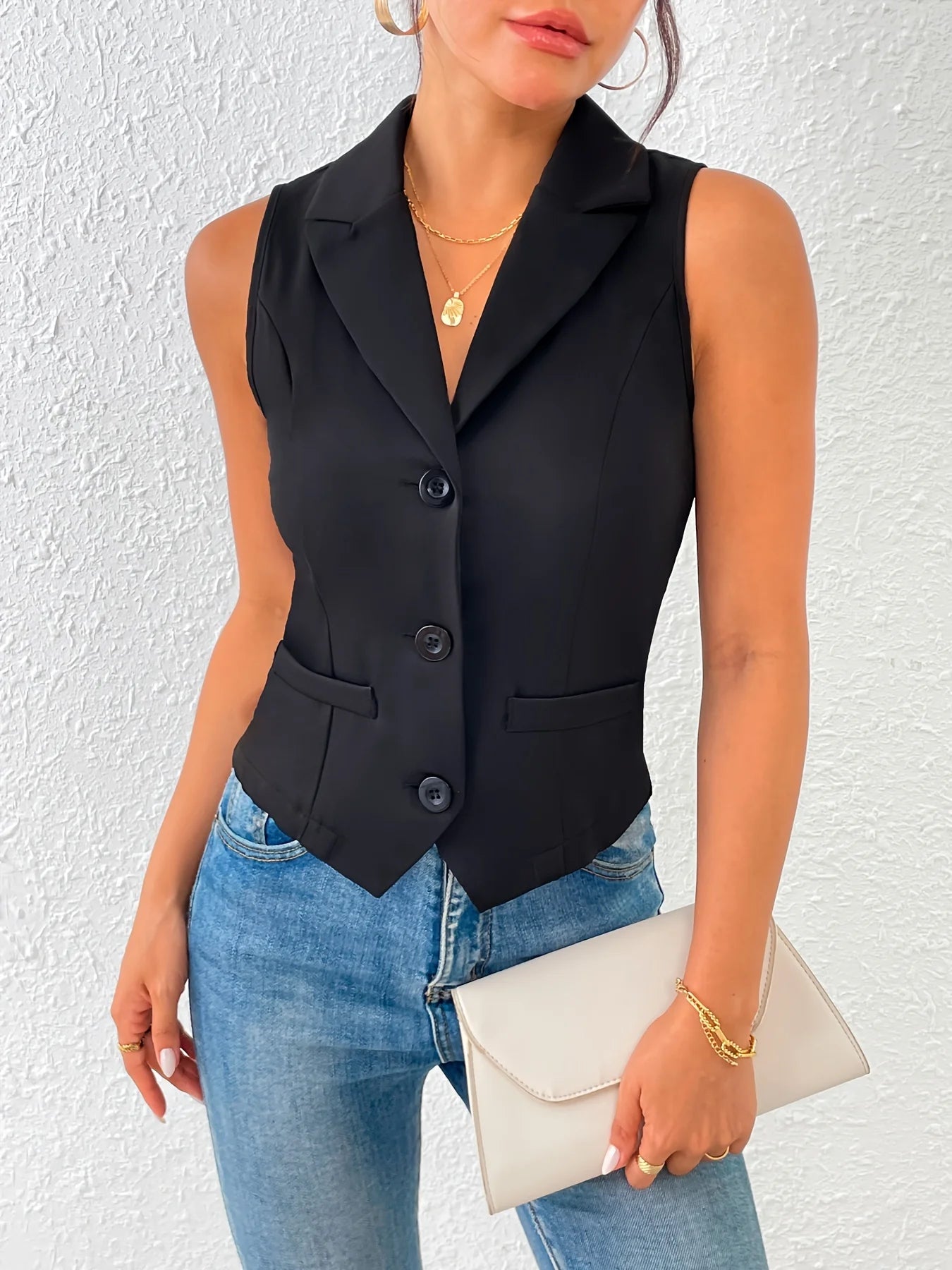 Women's Button - Down V - Neck Ladies Suit Vest Casual Sleeveless Regular Fit Lapel Vest - American Thistle Women's Button - Down V - Neck Ladies Suit Vest Casual Sleeveless Regular Fit Lapel Vest