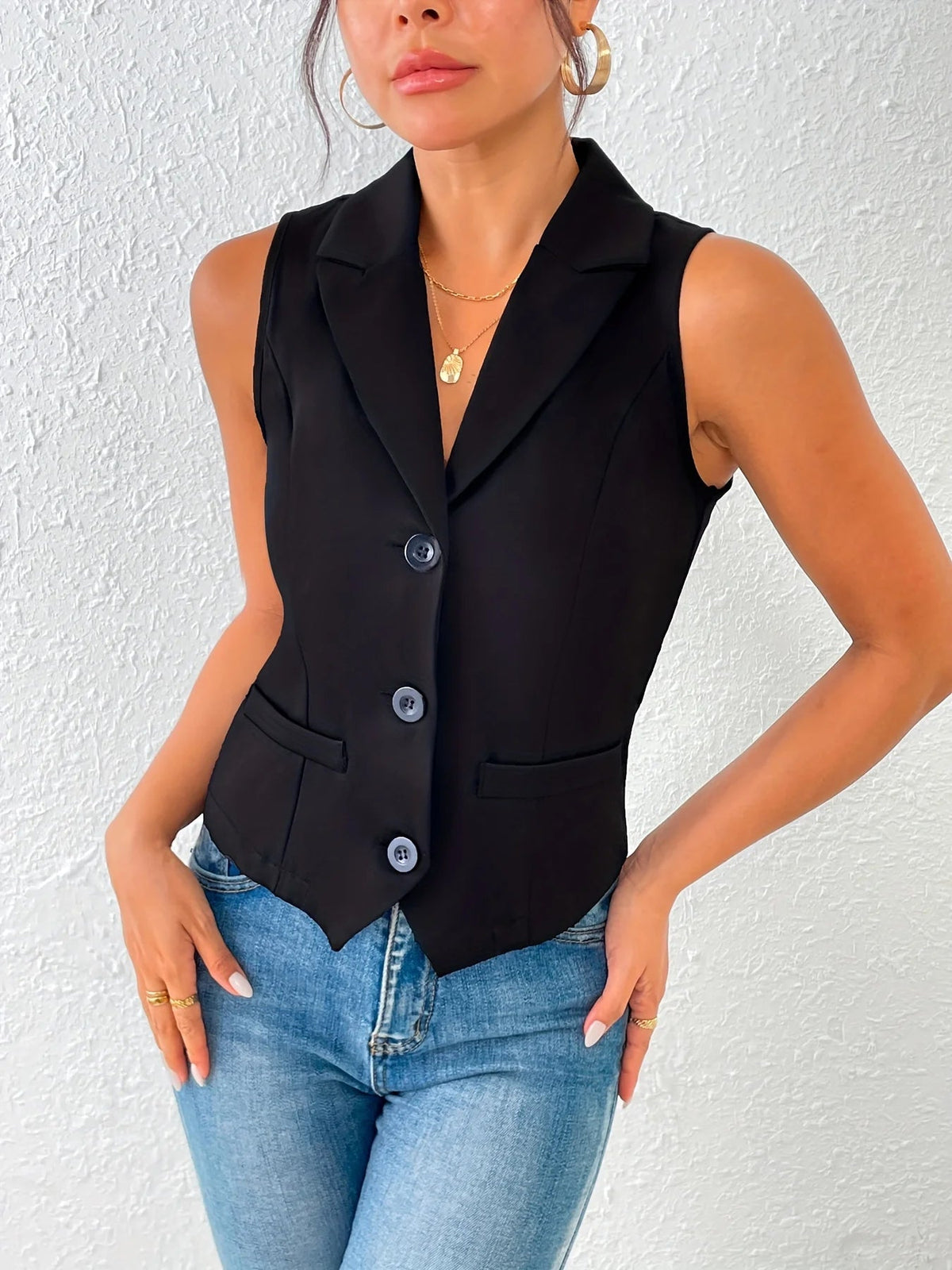 Women's Button - Down V - Neck Ladies Suit Vest Casual Sleeveless Regular Fit Lapel Vest - American Thistle Women's Button - Down V - Neck Ladies Suit Vest Casual Sleeveless Regular Fit Lapel Vest