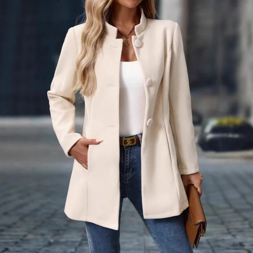 Women's casual high neck long woolen coat, 2025 autumn/winter new jacket for women - American ThistleWomen's casual high neck long woolen coat, 2025 autumn/winter new jacket for women