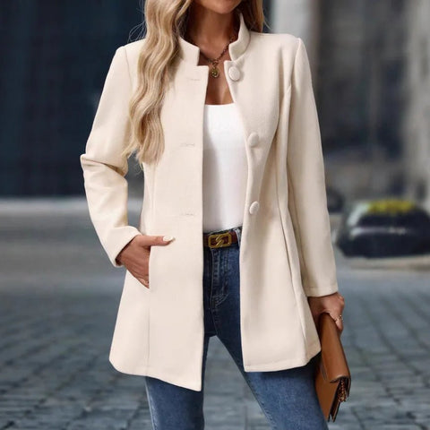Women's casual high neck long woolen coat, 2025 autumn/winter new jacket for women - American ThistleWomen's casual high neck long woolen coat, 2025 autumn/winter new jacket for women