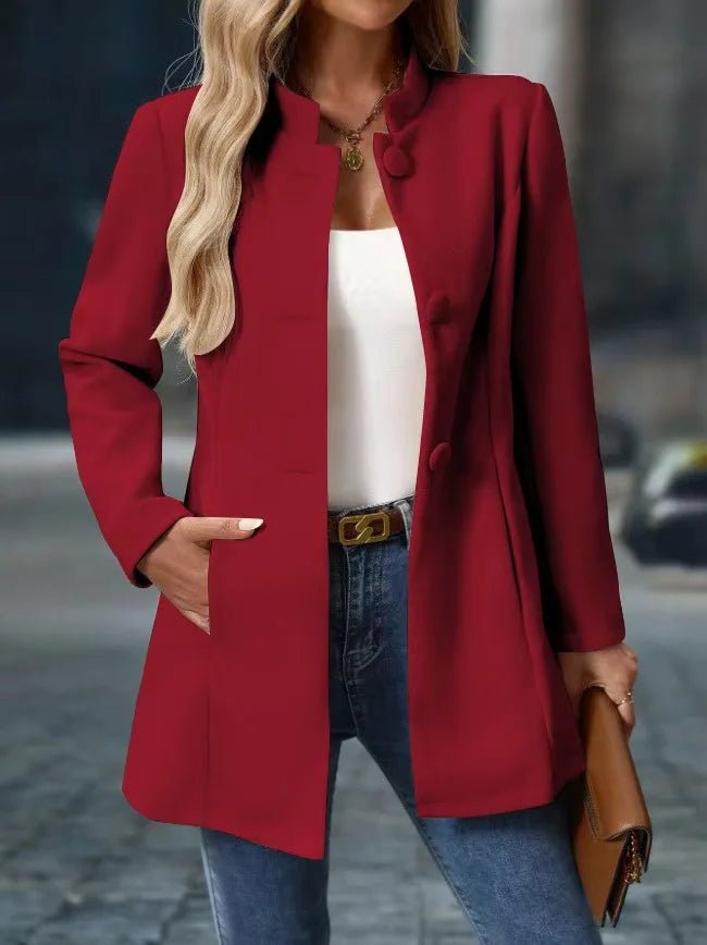 Women's casual high neck long woolen coat, 2025 autumn/winter new jacket for women - American ThistleWomen's casual high neck long woolen coat, 2025 autumn/winter new jacket for women