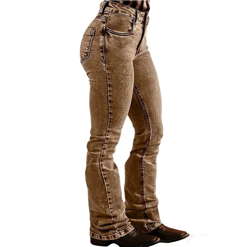 Women's color denim fashion personality stretch denim bell - bottom pants - American Thistle Women's color denim fashion personality stretch denim bell - bottom pants