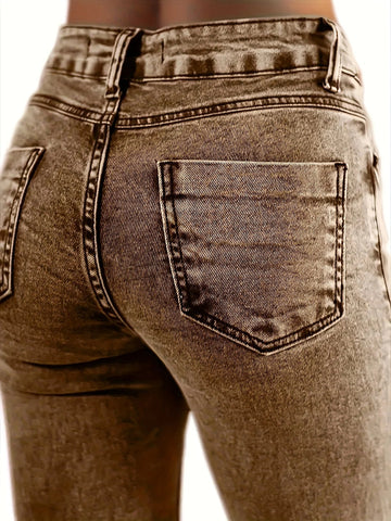 Women's color denim fashion personality stretch denim bell - bottom pants - American Thistle Women's color denim fashion personality stretch denim bell - bottom pants