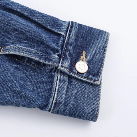 Women's Denim Jacket with Faux Fur Collar - American ThistleWomen's Denim Jacket with Faux Fur Collar