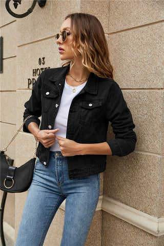 Women's Denim Jackets Fashion Female Casual Long Sleeve Lapel Solid Button Down Chest Pocket - American Thistle Women's Denim Jackets Fashion Female Casual Long Sleeve Lapel Solid Button Down Chest Pocket