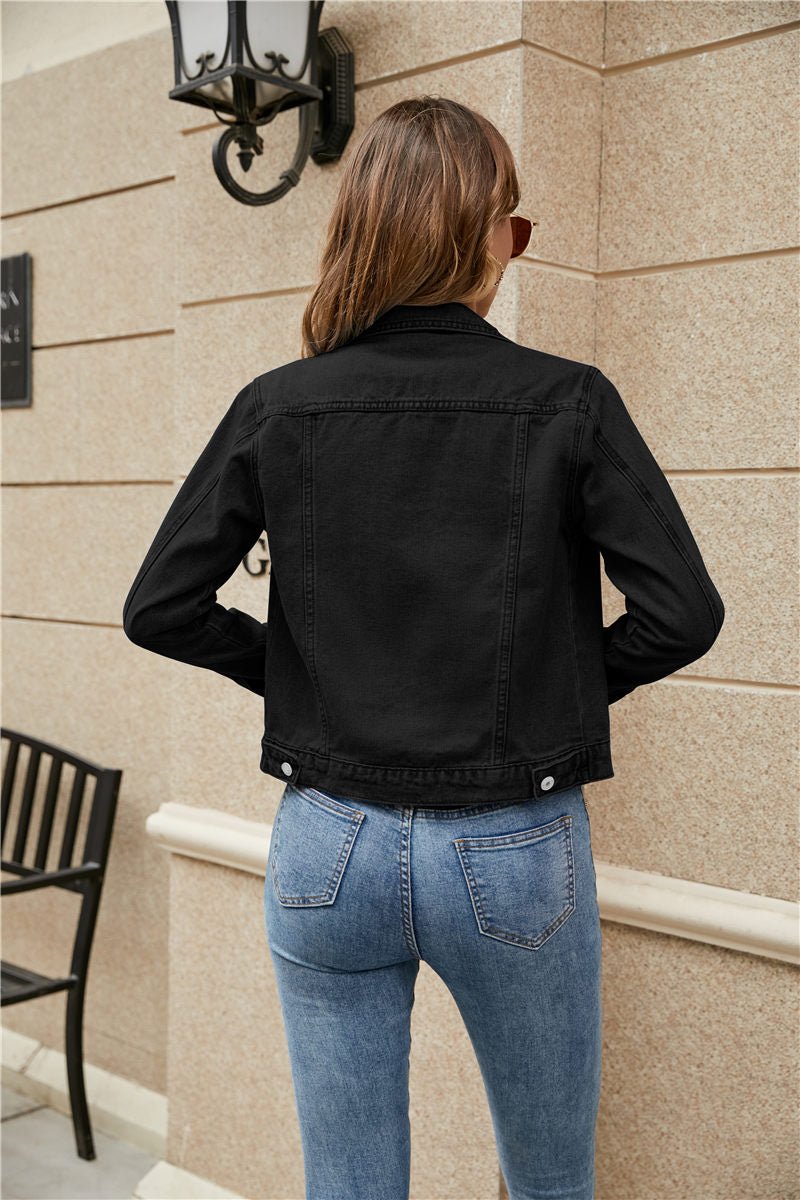 Women's Denim Jackets Fashion Female Casual Long Sleeve Lapel Solid Button Down Chest Pocket - American Thistle Women's Denim Jackets Fashion Female Casual Long Sleeve Lapel Solid Button Down Chest Pocket