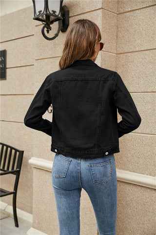 Women's Denim Jackets Fashion Female Casual Long Sleeve Lapel Solid Button Down Chest Pocket - American Thistle Women's Denim Jackets Fashion Female Casual Long Sleeve Lapel Solid Button Down Chest Pocket