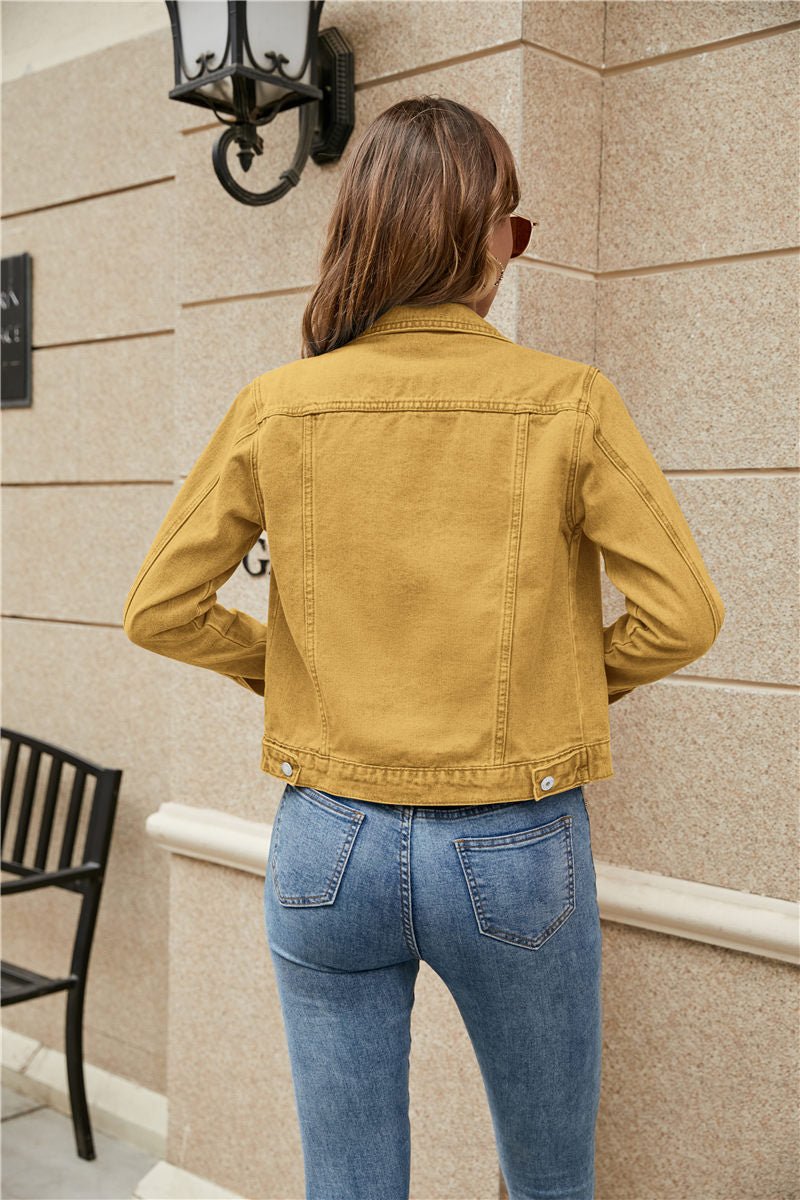 Women's Denim Jackets Fashion Female Casual Long Sleeve Lapel Solid Button Down Chest Pocket - American Thistle Women's Denim Jackets Fashion Female Casual Long Sleeve Lapel Solid Button Down Chest Pocket