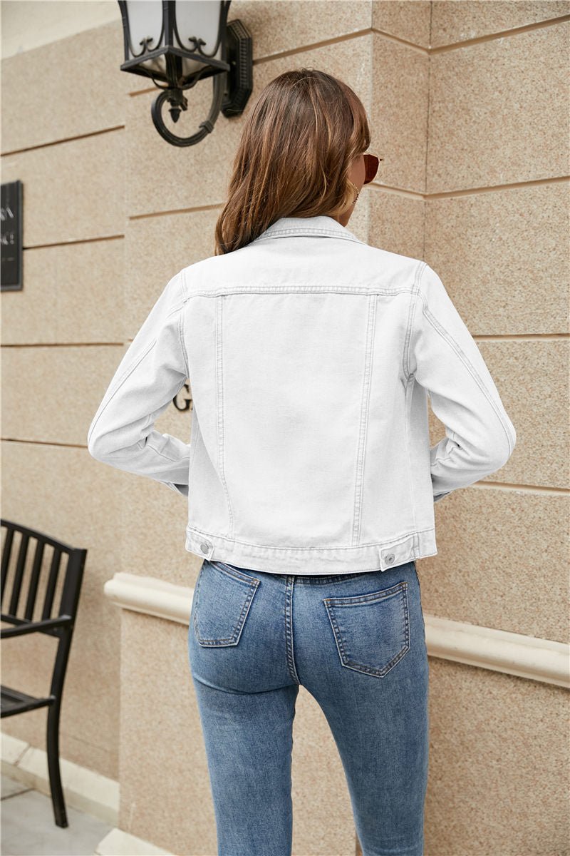 Women's Denim Jackets Fashion Female Casual Long Sleeve Lapel Solid Button Down Chest Pocket - American Thistle Women's Denim Jackets Fashion Female Casual Long Sleeve Lapel Solid Button Down Chest Pocket