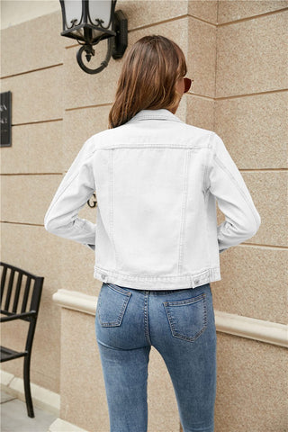 Women's Denim Jackets Fashion Female Casual Long Sleeve Lapel Solid Button Down Chest Pocket - American Thistle Women's Denim Jackets Fashion Female Casual Long Sleeve Lapel Solid Button Down Chest Pocket