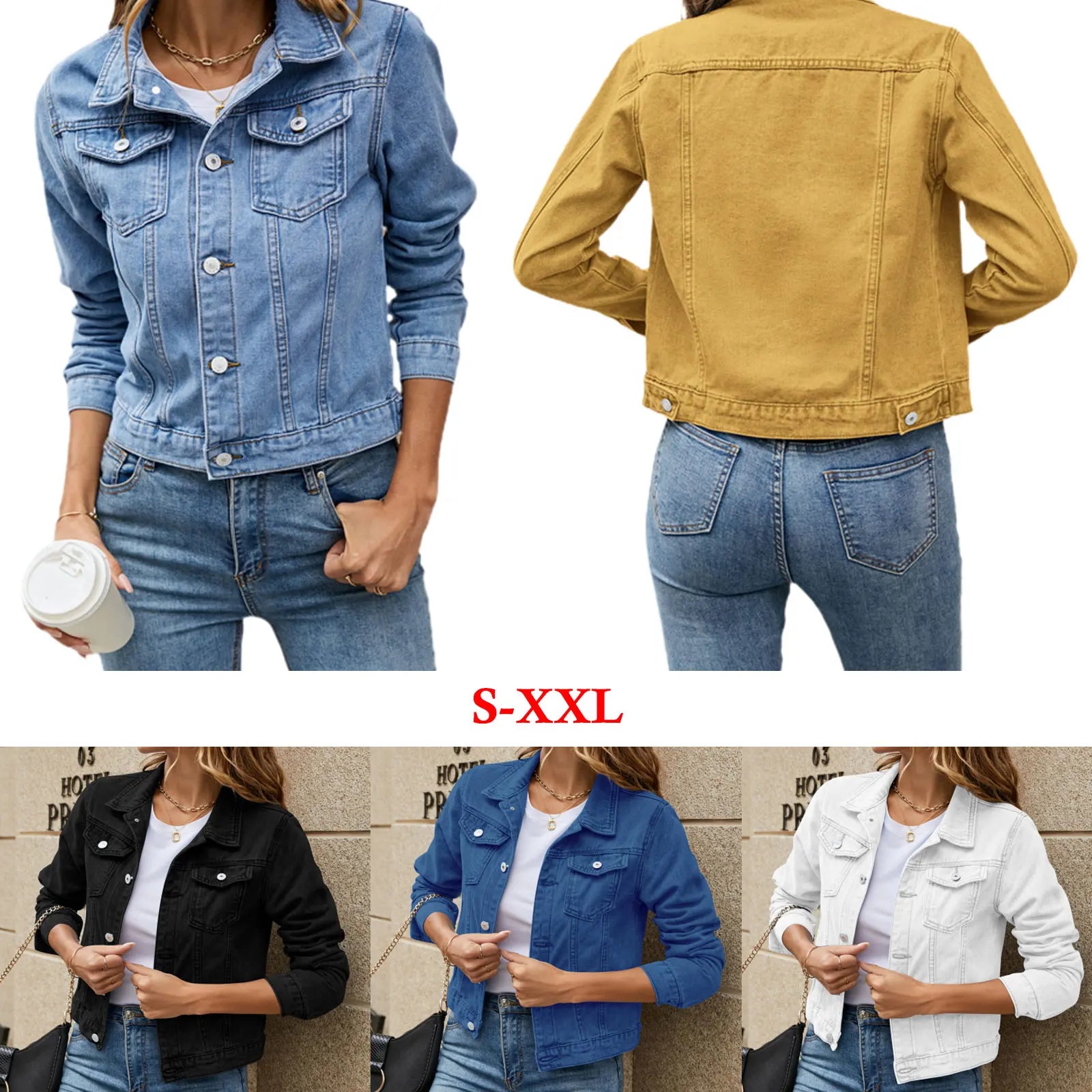Women's Denim Jackets Fashion Female Casual Long Sleeve Lapel Solid Button Down Chest Pocket - American Thistle Women's Denim Jackets Fashion Female Casual Long Sleeve Lapel Solid Button Down Chest Pocket