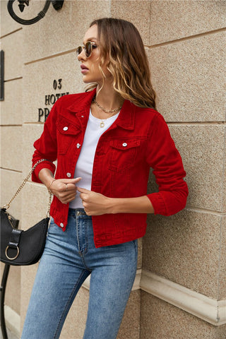 Women's Denim Jackets Fashion Female Casual Long Sleeve Lapel Solid Button Down Chest Pocket - American Thistle Women's Denim Jackets Fashion Female Casual Long Sleeve Lapel Solid Button Down Chest Pocket