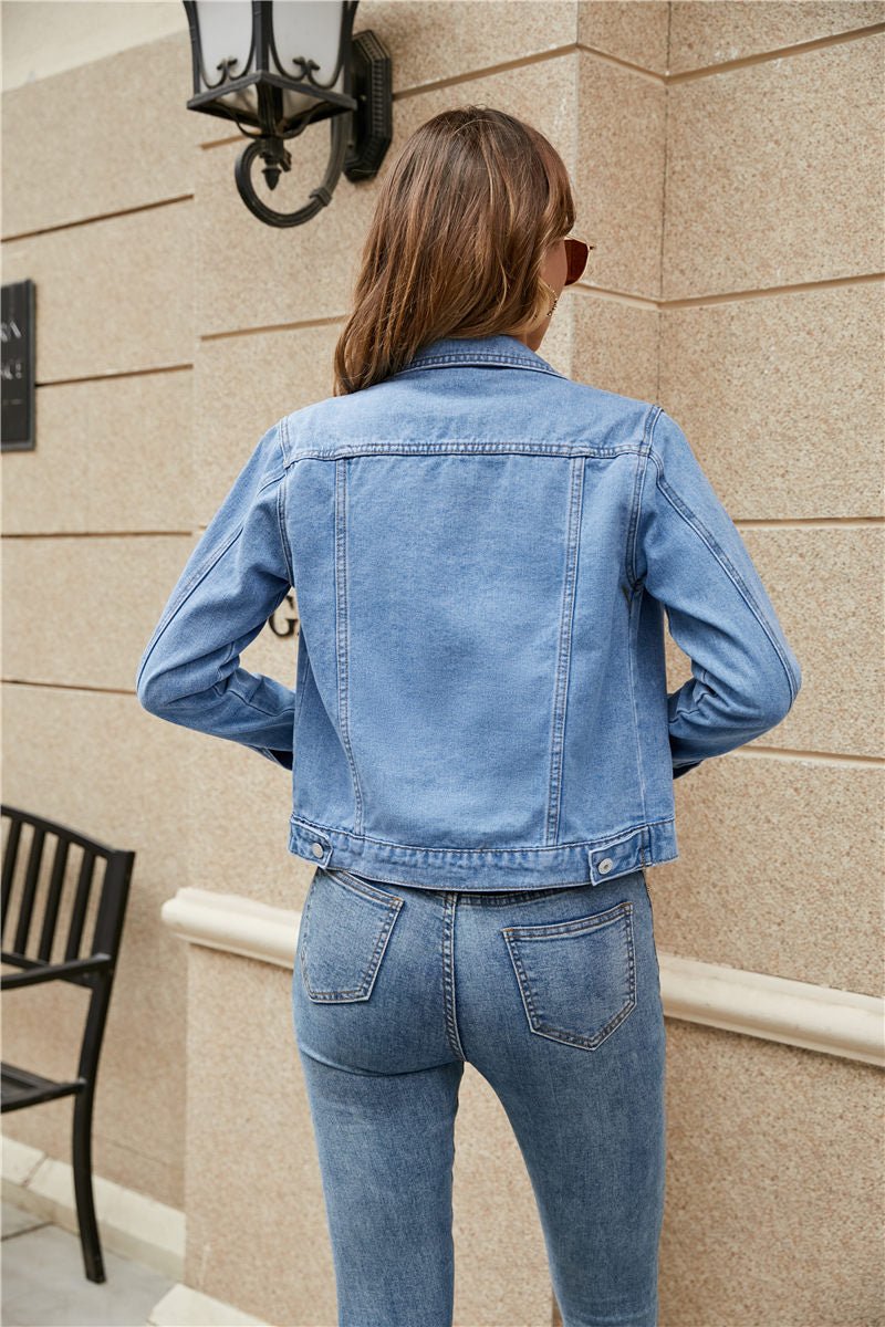 Women's Denim Jackets Fashion Female Casual Long Sleeve Lapel Solid Button Down Chest Pocket - American Thistle Women's Denim Jackets Fashion Female Casual Long Sleeve Lapel Solid Button Down Chest Pocket