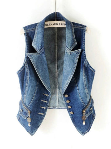 Women's Denim Vest Clothes Sleeveless Short - American Thistle Women's Denim Vest Clothes Sleeveless Short