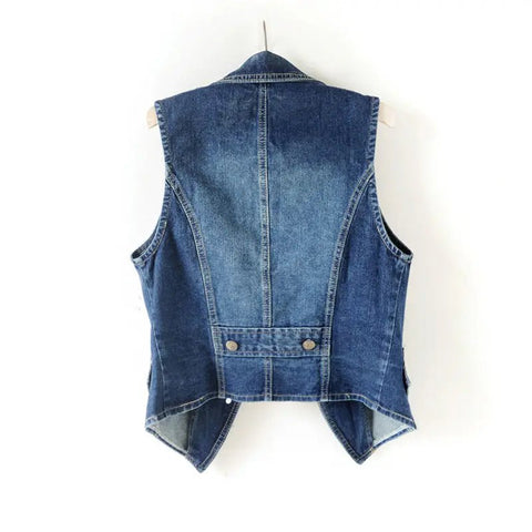 Women's Denim Vest Clothes Sleeveless Short - American Thistle Women's Denim Vest Clothes Sleeveless Short