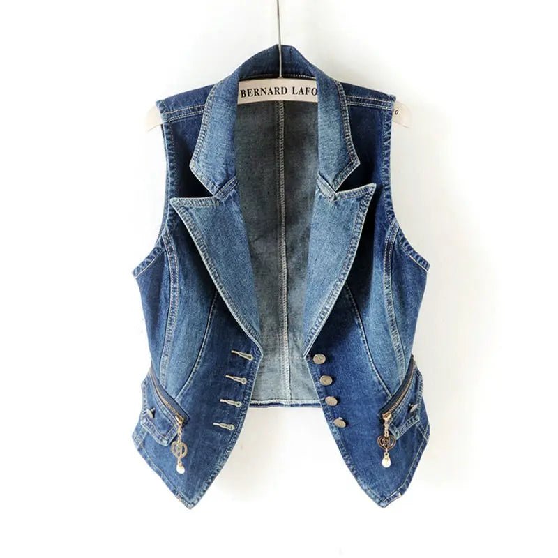 Women's Denim Vest Clothes Sleeveless Short - American Thistle Women's Denim Vest Clothes Sleeveless Short