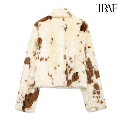 Women's Fashion Cow Print Winter Jacket - American Thistle Women's Fashion Cow Print Winter Jacket