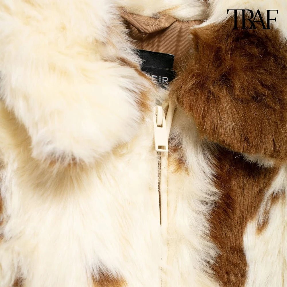 Women's Fashion Cow Print Winter Jacket - American Thistle Women's Fashion Cow Print Winter Jacket