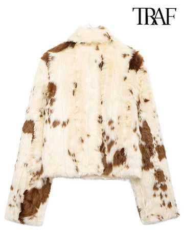 Women's Fashion Cow Print Winter Jacket - American Thistle Women's Fashion Cow Print Winter Jacket