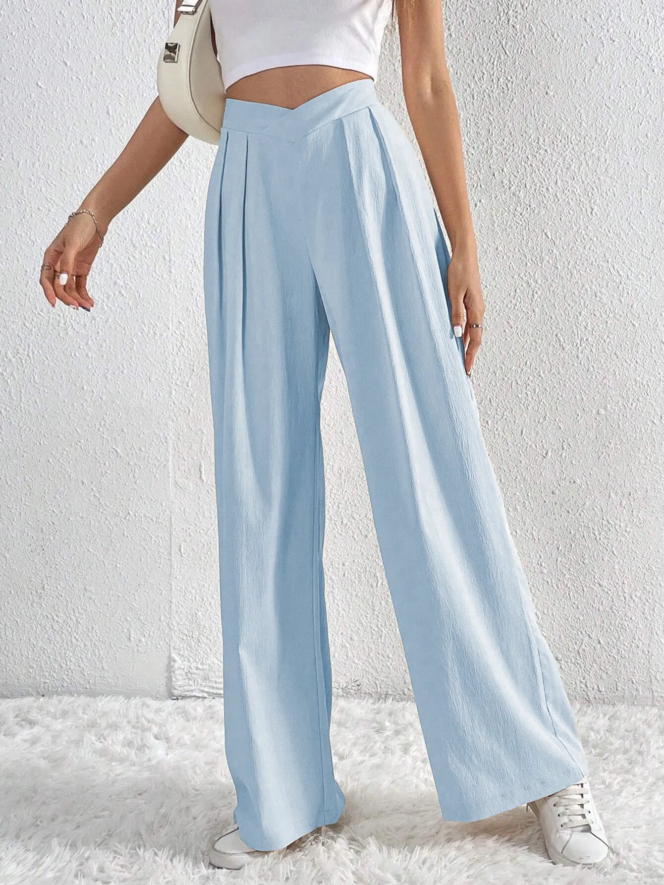 Women's High Waist Pants Casual Pocket Wide Leg Pants For Women Apricot Baggy Pants Ladies Summer Office Trousers - American Thistle Women's High Waist Pants Casual Pocket Wide Leg Pants For Women Apricot Baggy Pants Ladies Summer Office Trousers