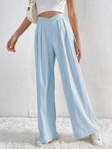 Women's High Waist Pants Casual Pocket Wide Leg Pants For Women Apricot Baggy Pants Ladies Summer Office Trousers - American Thistle Women's High Waist Pants Casual Pocket Wide Leg Pants For Women Apricot Baggy Pants Ladies Summer Office Trousers