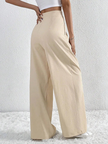 Women's High Waist Pants Casual Pocket Wide Leg Pants For Women Apricot Baggy Pants Ladies Summer Office Trousers - American Thistle Women's High Waist Pants Casual Pocket Wide Leg Pants For Women Apricot Baggy Pants Ladies Summer Office Trousers