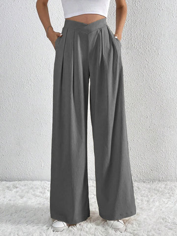 Women's High Waist Pants Casual Pocket Wide Leg Pants For Women Apricot Baggy Pants Ladies Summer Office Trousers - American Thistle Women's High Waist Pants Casual Pocket Wide Leg Pants For Women Apricot Baggy Pants Ladies Summer Office Trousers
