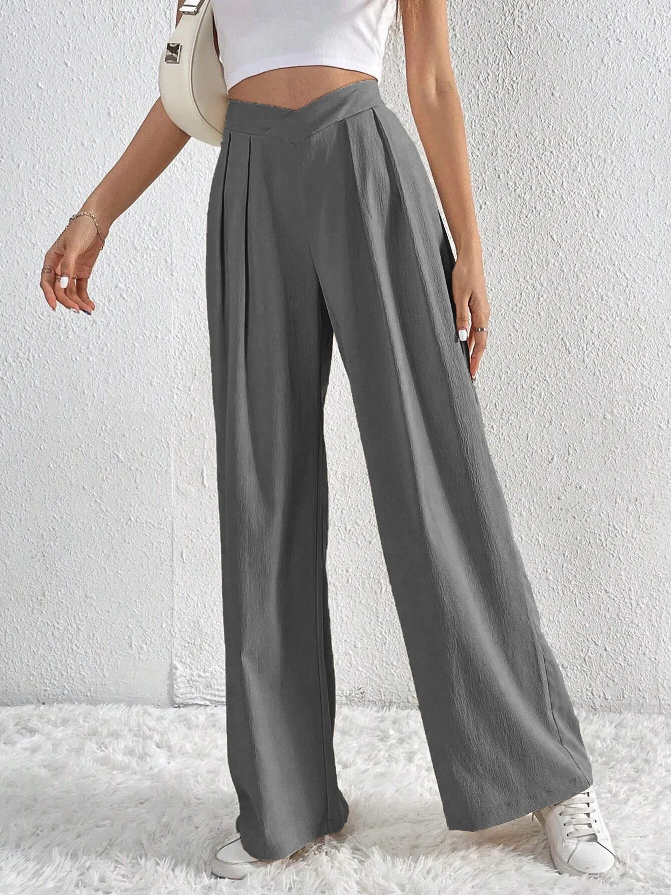 Women's High Waist Pants Casual Pocket Wide Leg Pants For Women Apricot Baggy Pants Ladies Summer Office Trousers - American Thistle Women's High Waist Pants Casual Pocket Wide Leg Pants For Women Apricot Baggy Pants Ladies Summer Office Trousers
