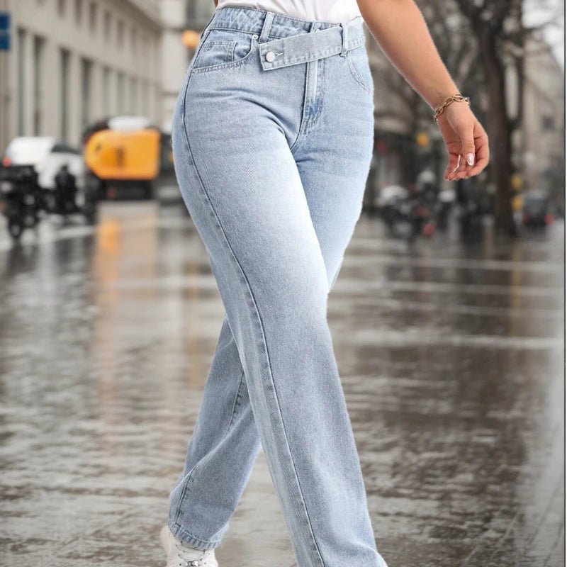 Womens Jeans Jeans Baggy Jeans Blue Casual Light Wash Overlapping Waist Relaxed Straight Leg Denim - American Thistle Womens Jeans Jeans Baggy Jeans Blue Casual Light Wash Overlapping Waist Relaxed Straight Leg Denim