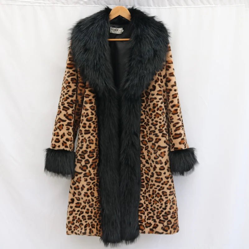 Women's Leopard - Print Faux Fur Coat - American Thistle Women's Leopard - Print Faux Fur Coat
