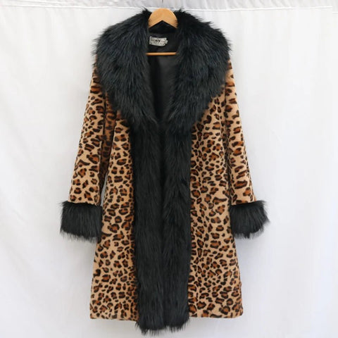 Women's Leopard - Print Faux Fur Coat - American Thistle Women's Leopard - Print Faux Fur Coat