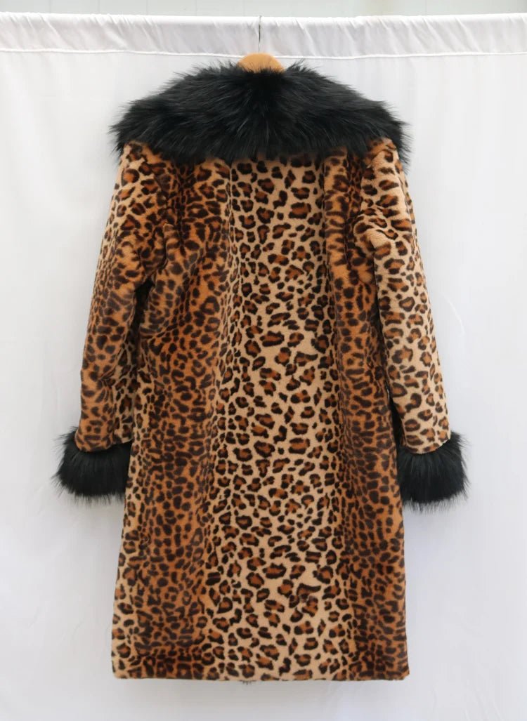 Women's Leopard - Print Faux Fur Coat - American Thistle Women's Leopard - Print Faux Fur Coat