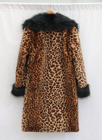 Women's Leopard - Print Faux Fur Coat - American Thistle Women's Leopard - Print Faux Fur Coat
