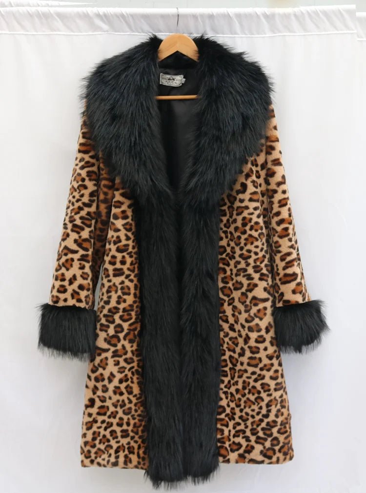 Women's Leopard - Print Faux Fur Coat - American Thistle Women's Leopard - Print Faux Fur Coat