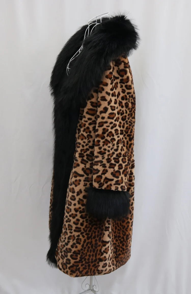 Women's Leopard - Print Faux Fur Coat - American Thistle Women's Leopard - Print Faux Fur Coat