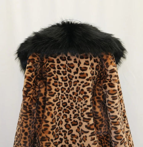 Women's Leopard - Print Faux Fur Coat - American Thistle Women's Leopard - Print Faux Fur Coat