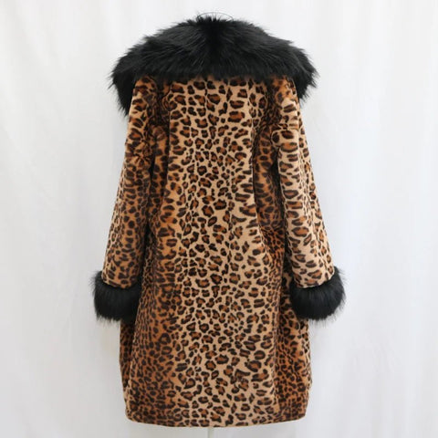 Women's Leopard - Print Faux Fur Coat - American Thistle Women's Leopard - Print Faux Fur Coat
