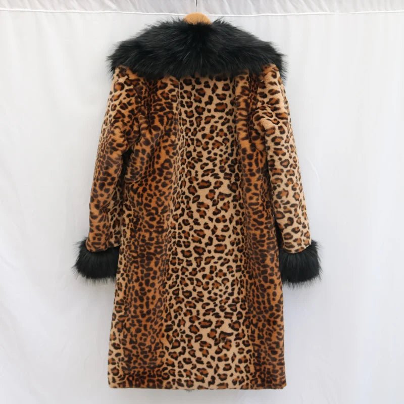 Women's Leopard - Print Faux Fur Coat - American Thistle Women's Leopard - Print Faux Fur Coat