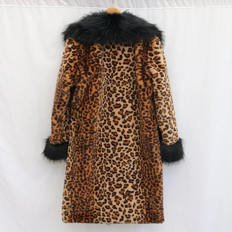 Women's Leopard - Print Faux Fur Coat - American Thistle Women's Leopard - Print Faux Fur Coat