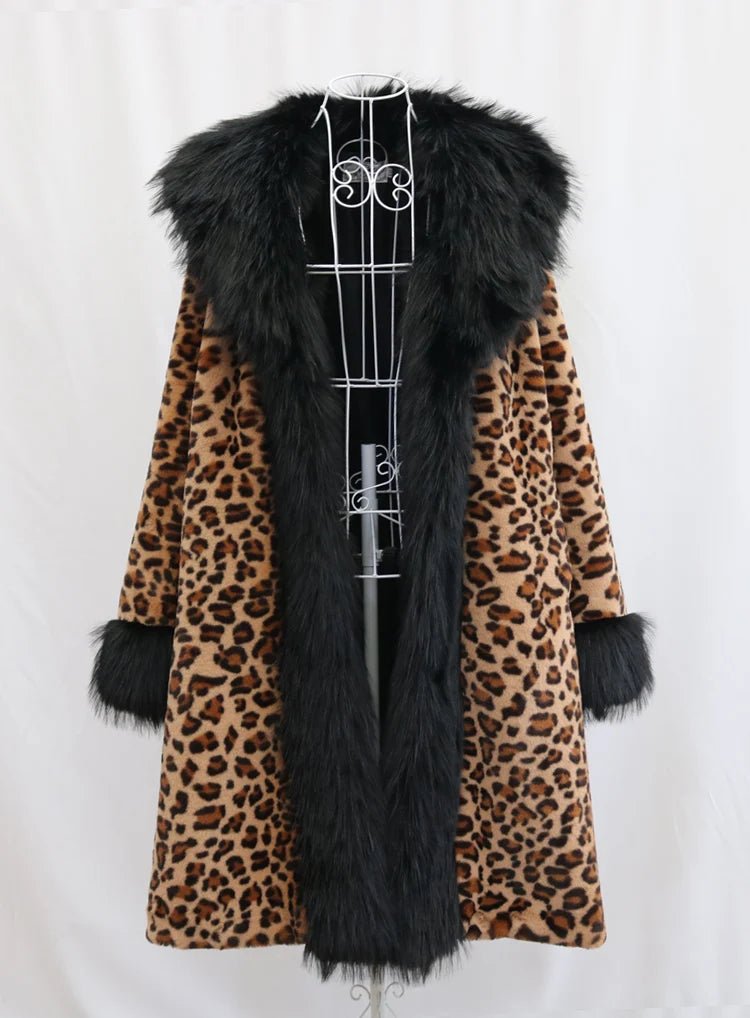 Women's Leopard - Print Faux Fur Coat - American Thistle Women's Leopard - Print Faux Fur Coat