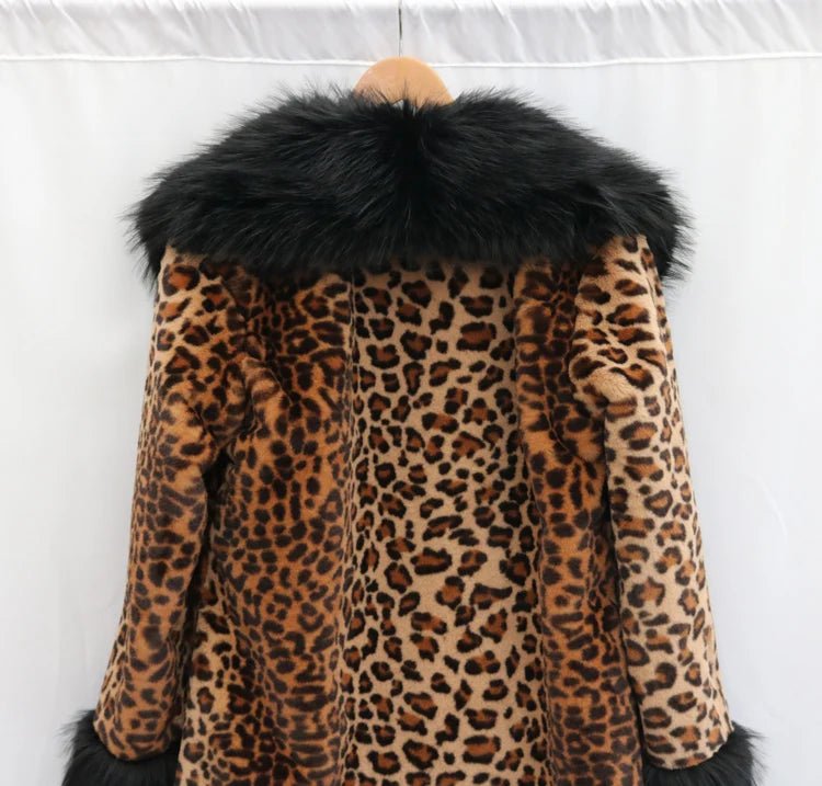 Women's Leopard - Print Faux Fur Coat - American Thistle Women's Leopard - Print Faux Fur Coat