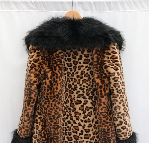 Women's Leopard - Print Faux Fur Coat - American Thistle Women's Leopard - Print Faux Fur Coat