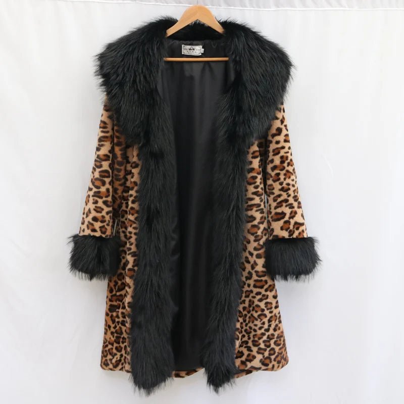 Women's Leopard - Print Faux Fur Coat - American Thistle Women's Leopard - Print Faux Fur Coat