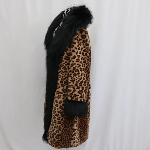 Women's Leopard - Print Faux Fur Coat - American Thistle Women's Leopard - Print Faux Fur Coat