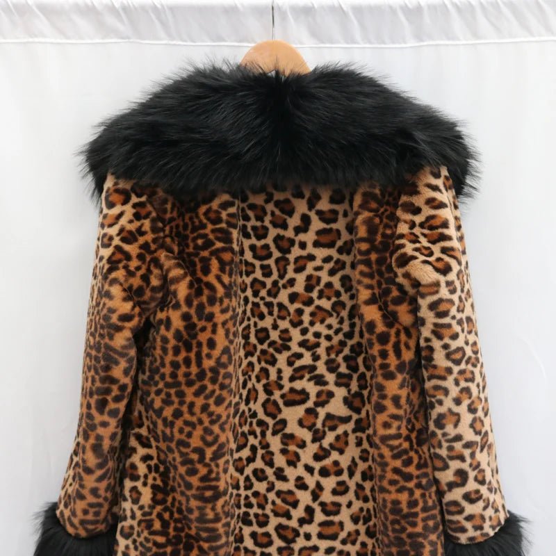 Women's Leopard - Print Faux Fur Coat - American Thistle Women's Leopard - Print Faux Fur Coat