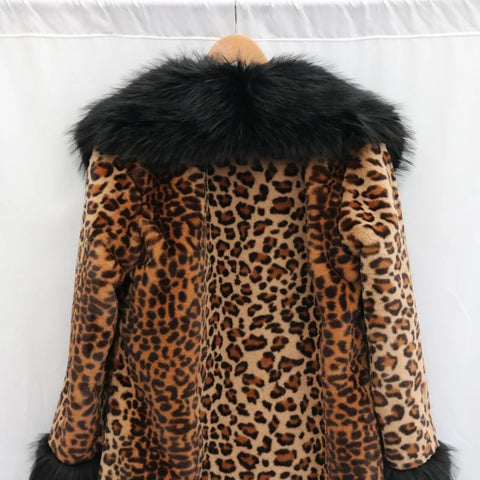 Women's Leopard - Print Faux Fur Coat - American Thistle Women's Leopard - Print Faux Fur Coat