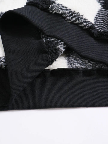 Women's Plaid Print Half Zip Drop Shoulder Fuzzy Sweatshirt, Casual Long Sleeve Collared Pullover for Fall and Winter - American Thistle Women's Plaid Print Half Zip Drop Shoulder Fuzzy Sweatshirt, Casual Long Sleeve Collared Pullover for Fall and Winter