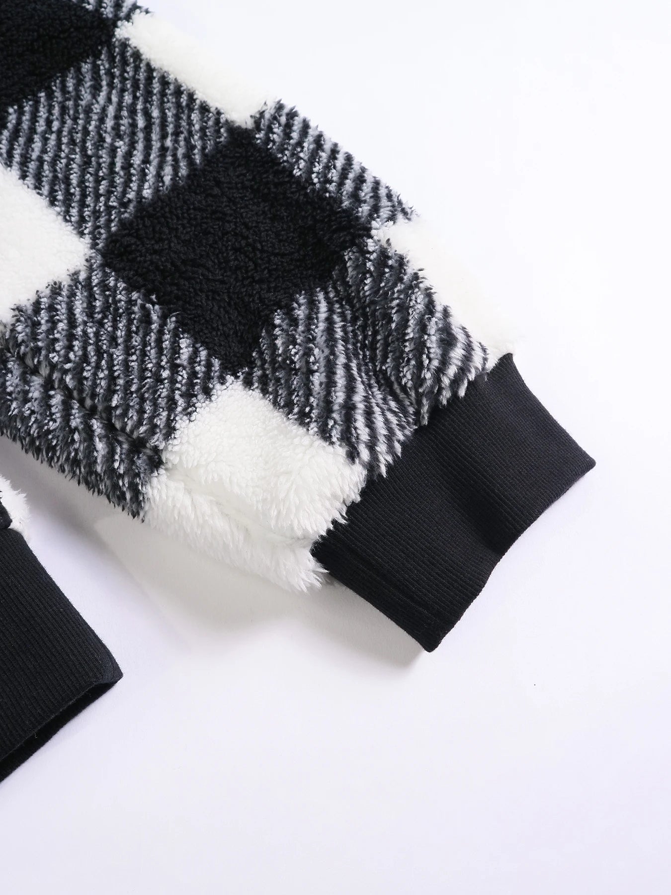 Women's Plaid Print Half Zip Drop Shoulder Fuzzy Sweatshirt, Casual Long Sleeve Collared Pullover for Fall and Winter - American Thistle Women's Plaid Print Half Zip Drop Shoulder Fuzzy Sweatshirt, Casual Long Sleeve Collared Pullover for Fall and Winter