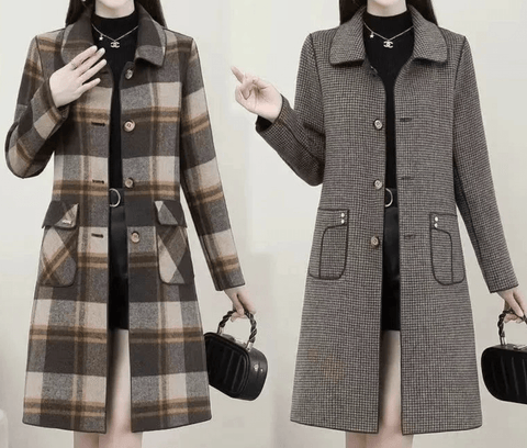 Women's Plaid Wool Coat Thick Velvet Thickened Warm Mid - Long Jackets Hooded Warm Woolen coat Ladies Winter Jacket Faux Fur Coat - American ThistleWomen's Plaid Wool Coat Thick Velvet Thickened Warm Mid - Long Jackets Hooded Warm Woolen coat Ladies Winter Jacket Faux Fur Coat